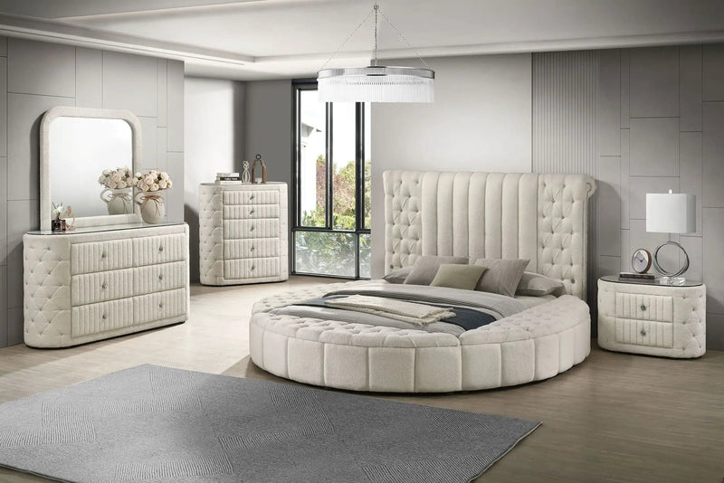 Sonya 5-piece Upholstered Queen Bedroom Set Ivory by Unique Piece Furniture