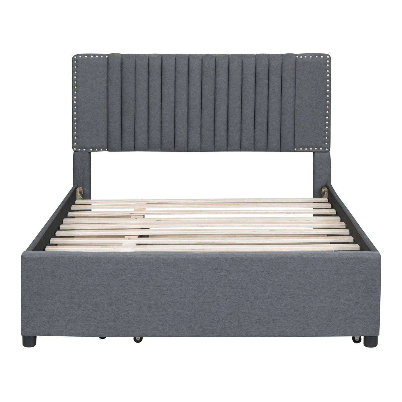 Upholstered Platform Bed With Drawers, Classic Headboard Design by Unique Piece Furniture
