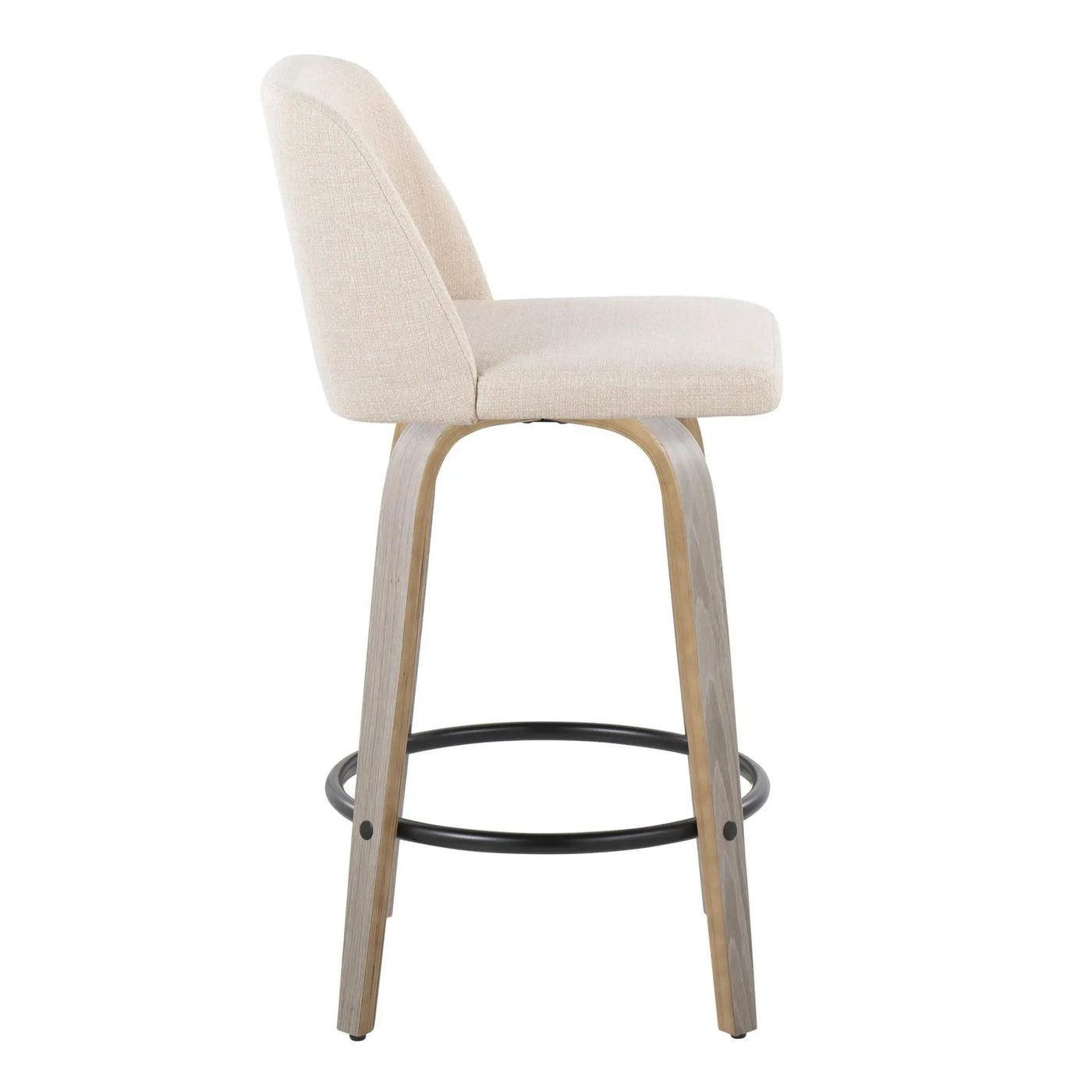 Toriano - Contemporary Fixed Height Counter Stool With Swivel & Round Footrest (Set of 2) by HouseOfZazla