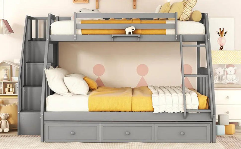 Bunk Bed With Drawers, Ladder And Storage Staircase by HouseOfZazla