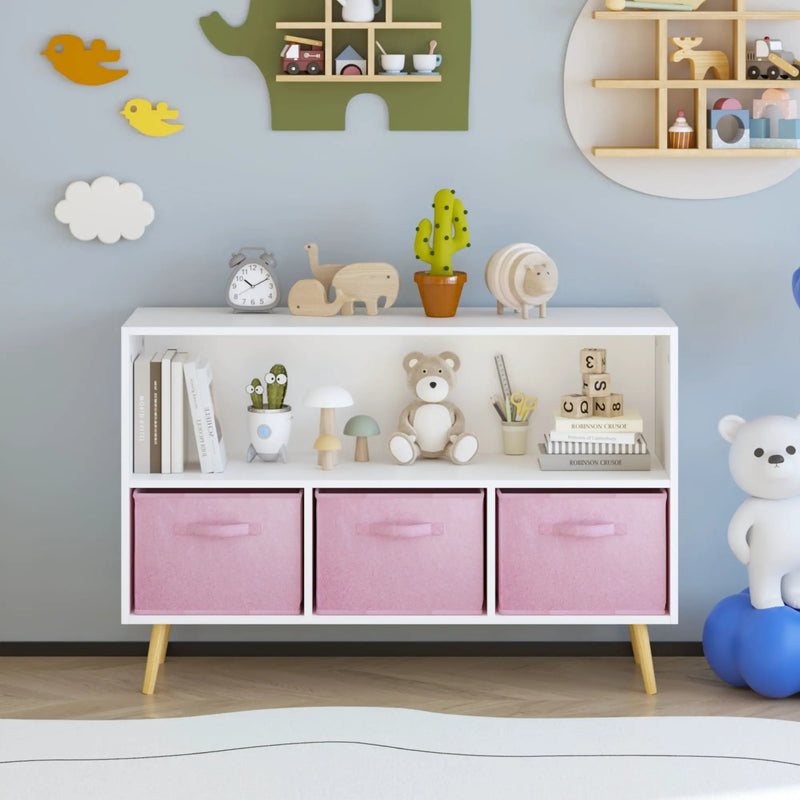Bookcase With Collapsible Drawers, Book Display Organizer by HouseOfZazla