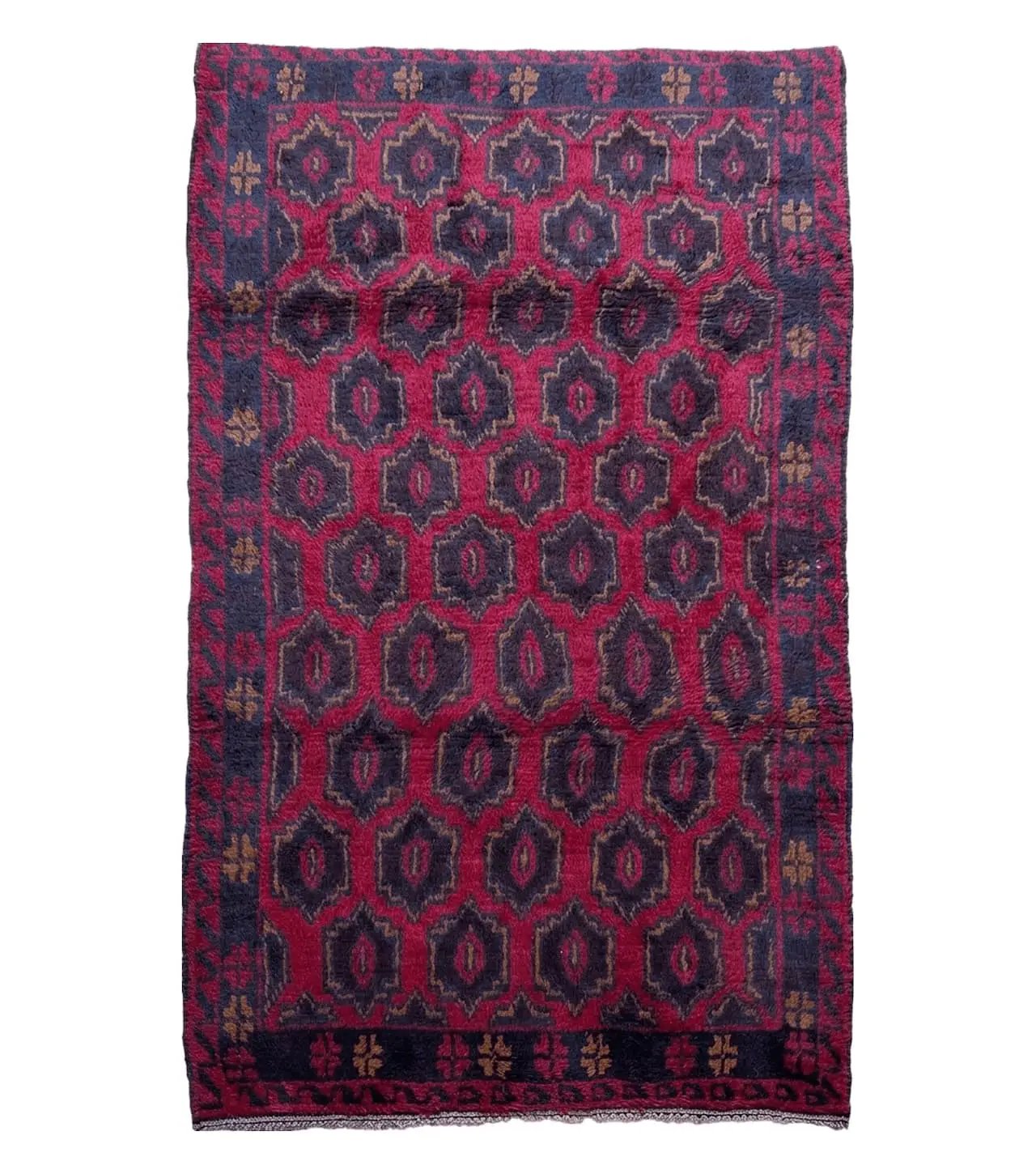 2' 10" X 4'7" Vintage Handmade Tribal Wool Rug Balouchi Rug Afghan Rug Red Blue by Jewel Rugs