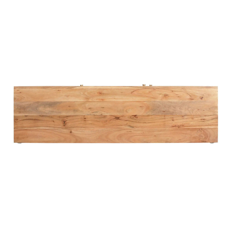 Boho Handcrafted 3 Door Sideboard, Carved Texture & Artisanal Charm - Natural by HouseOfZazla