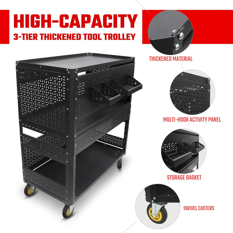 3-Tier DIY Detachable Utility Cart With Steel Pegboard by HouseOfZazla