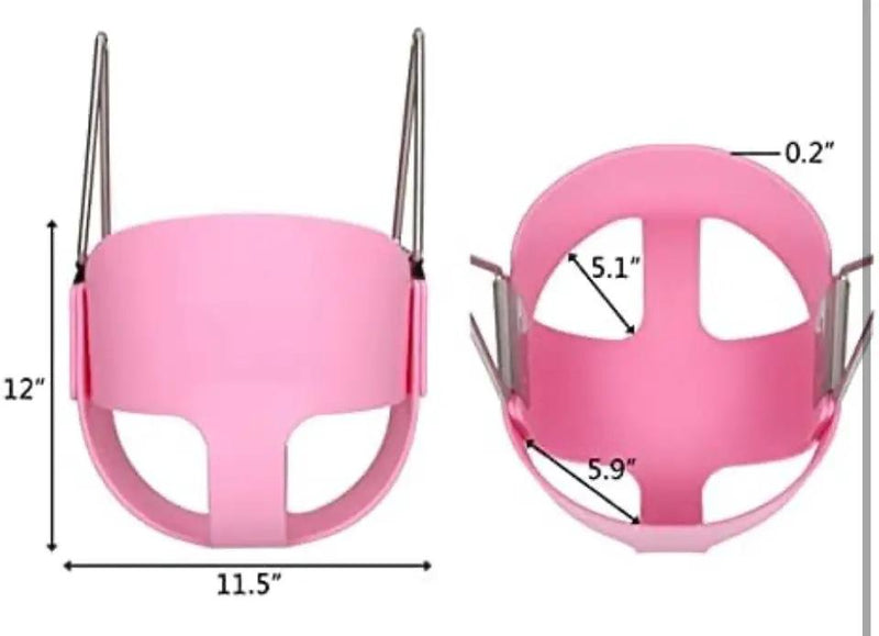 lvssiao Toddler High Back Full Bucket Swing Seat, Toddler Swing Seat with Heavy Duty Plastic Coated Chain + Snap Hooks + Tree Hanging Straps Kids Swing Set Accessories (Pink) by Selzalot