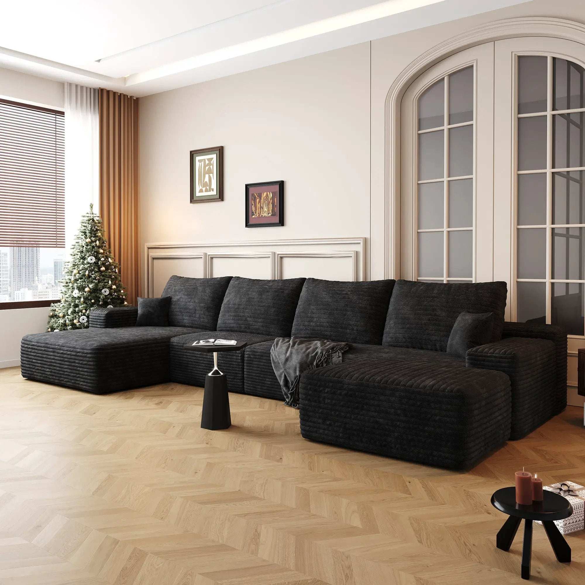 135" Cloud Sectional Sofa with 1 Ottoman by HouseOfZazla
