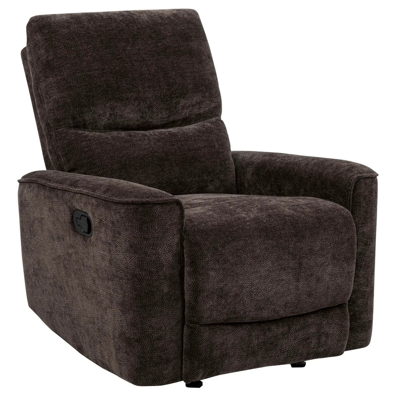 Navarro Chenille Upholstered Glider Recliner Dark Brown by Unique Piece Furniture