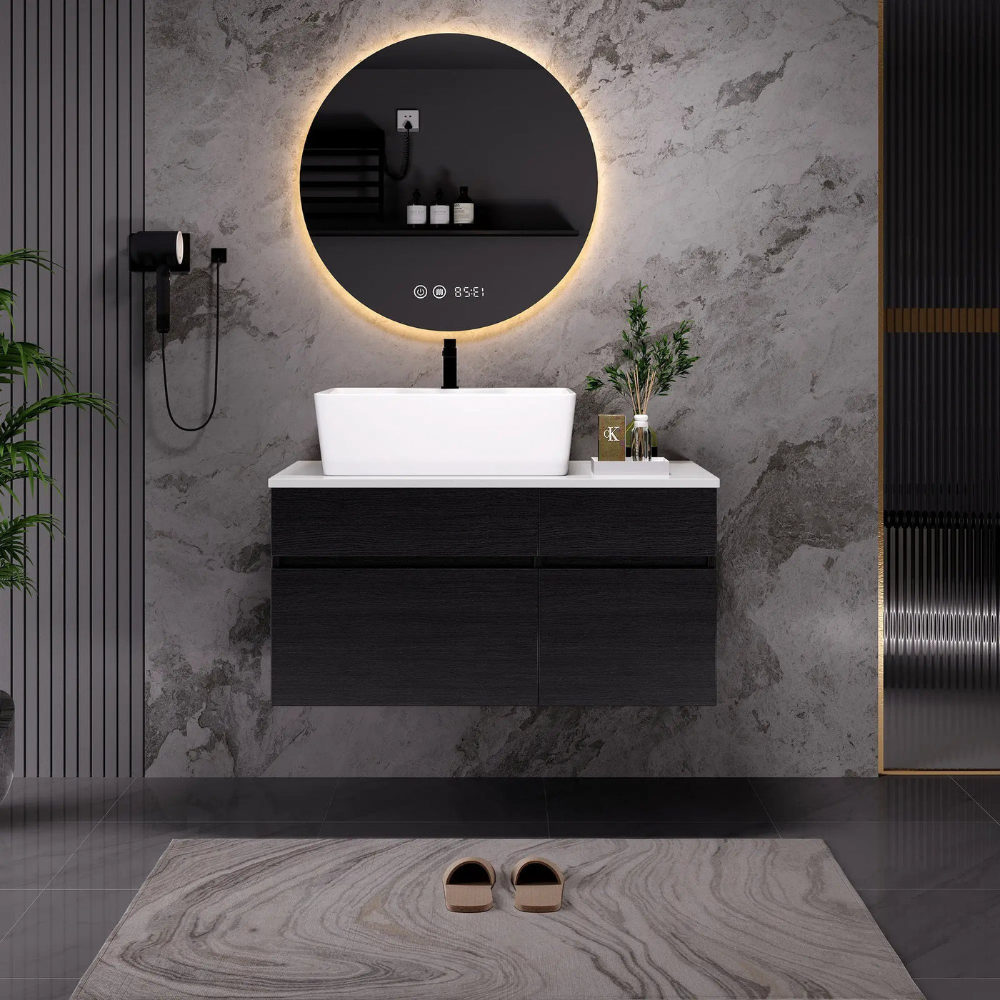 Floating Single Small Bathroom Vanity with Sink by HouseOfZazla