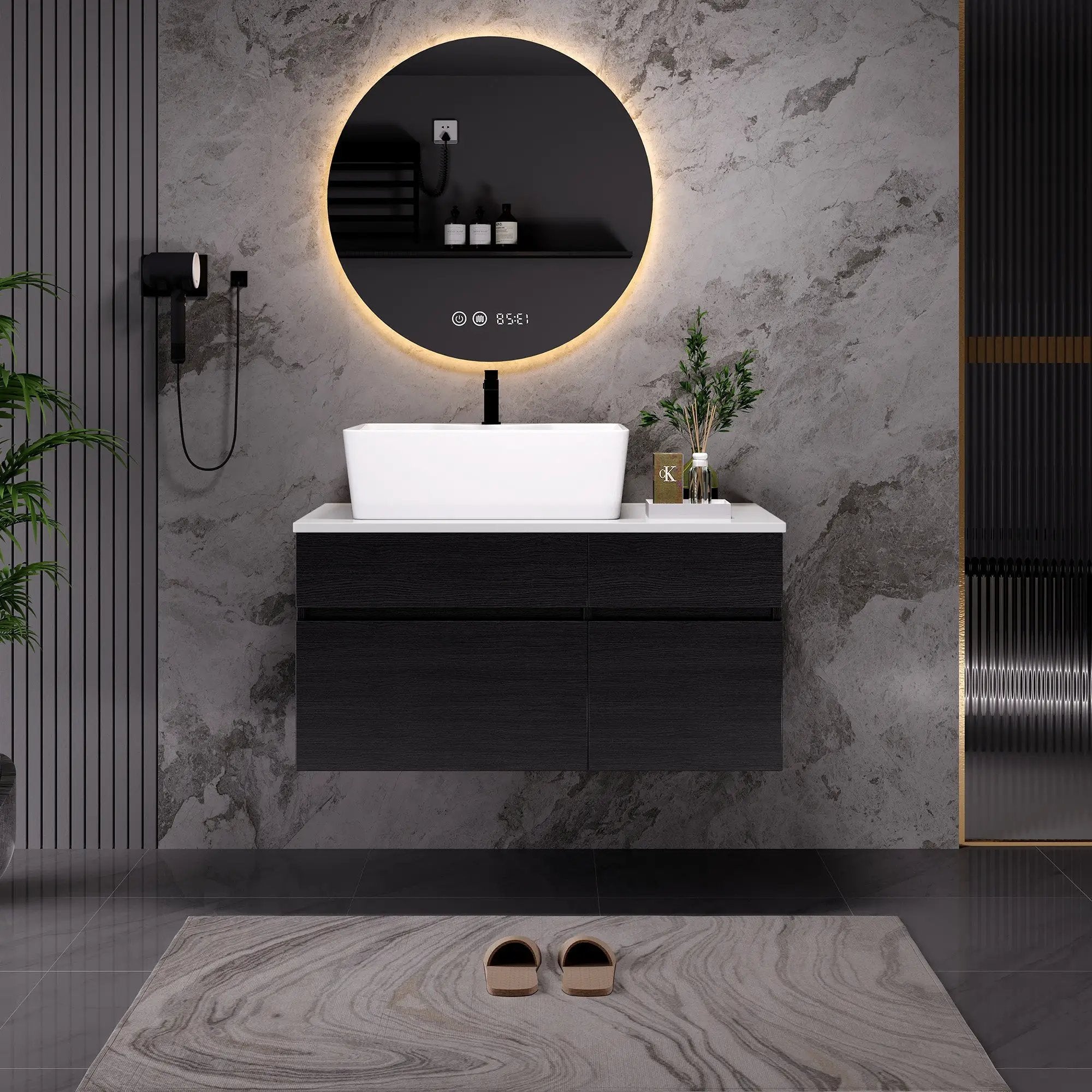 Floating Single Small Bathroom Vanity with Sink by HouseOfZazla