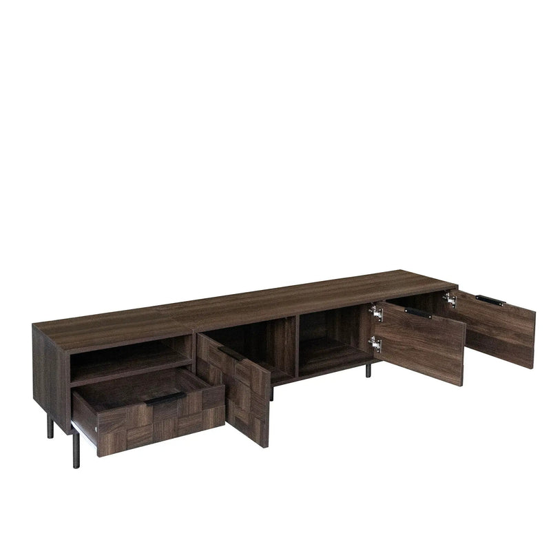 78" TV Stand With Storage Cabinets For Living Room - Walnut by Unique Piece Furniture