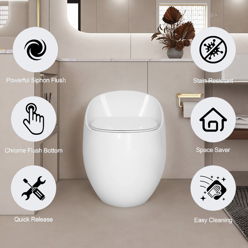 Modern Egg Shape Toilet 1.28 Gpf Single Flush Ceramic by HouseOfZazla