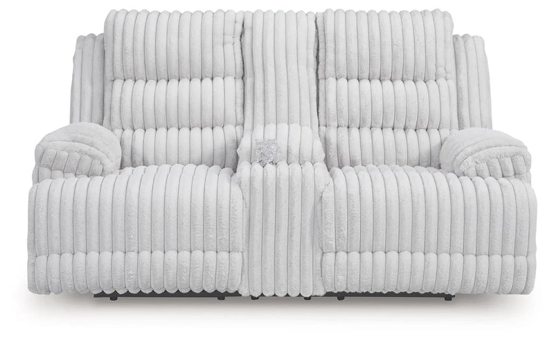 Rhines Falls - Double Reclining Power Loveseat With Console - Alloy by Unique Piece Furniture