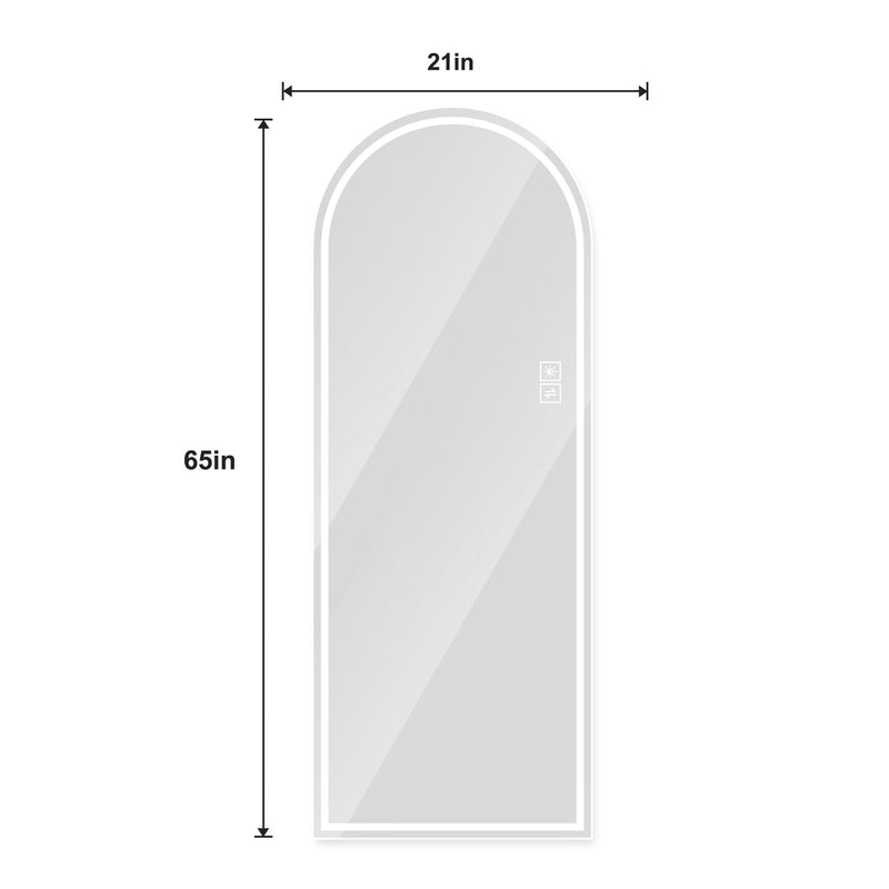 Arch Design LED Full Length Mirror, Dimmable, High Definition, Explosion Proof, 65" X 21" - Silver by HouseOfZazla
