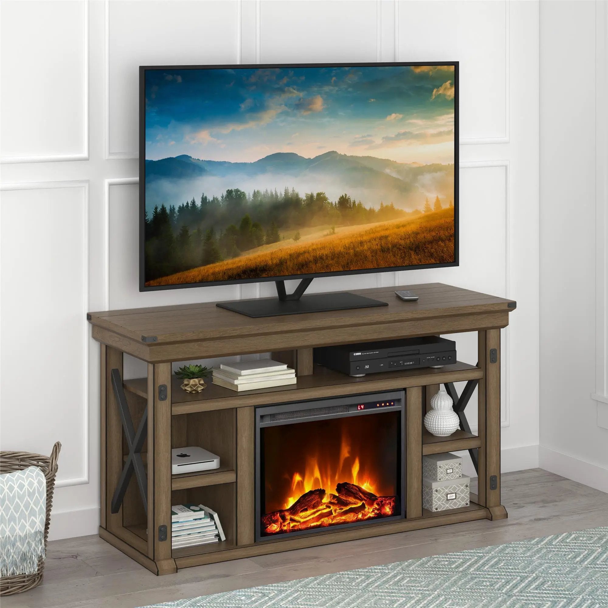 Wildwood - Fireplace TV Stand - Gray by Unique Piece Furniture