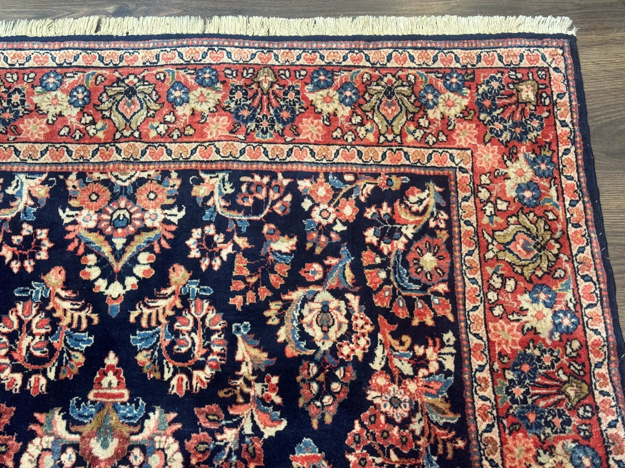 Navy Blue Persian Rug 4x6, Sarouk Mohajeran Carpet, Antique Persian Rug, Floral by Jewel Rugs