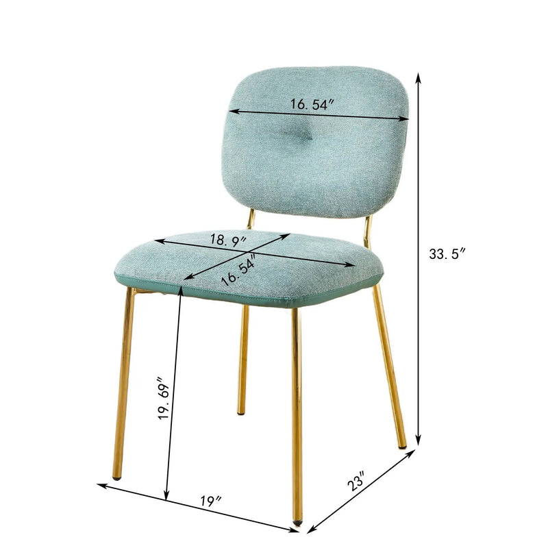 Modern Dining Chairs (Set of 2) Upholstered Accent Chairs With Metal Legs Space Saving Contemporary Seating - Green by Unique Piece Furniture