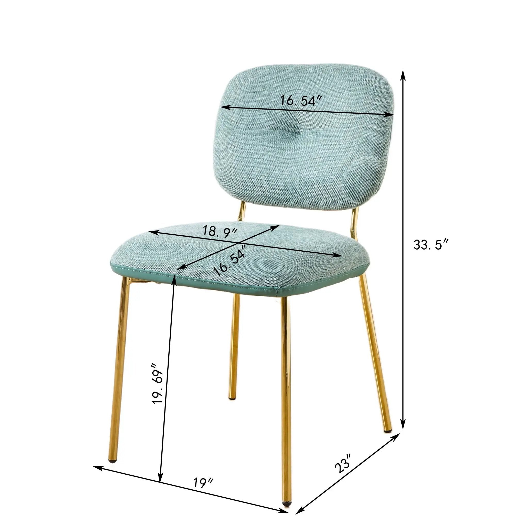 Modern Dining Chairs (Set of 2) Upholstered Accent Chairs With Metal Legs Space Saving Contemporary Seating - Green by HouseOfZazla