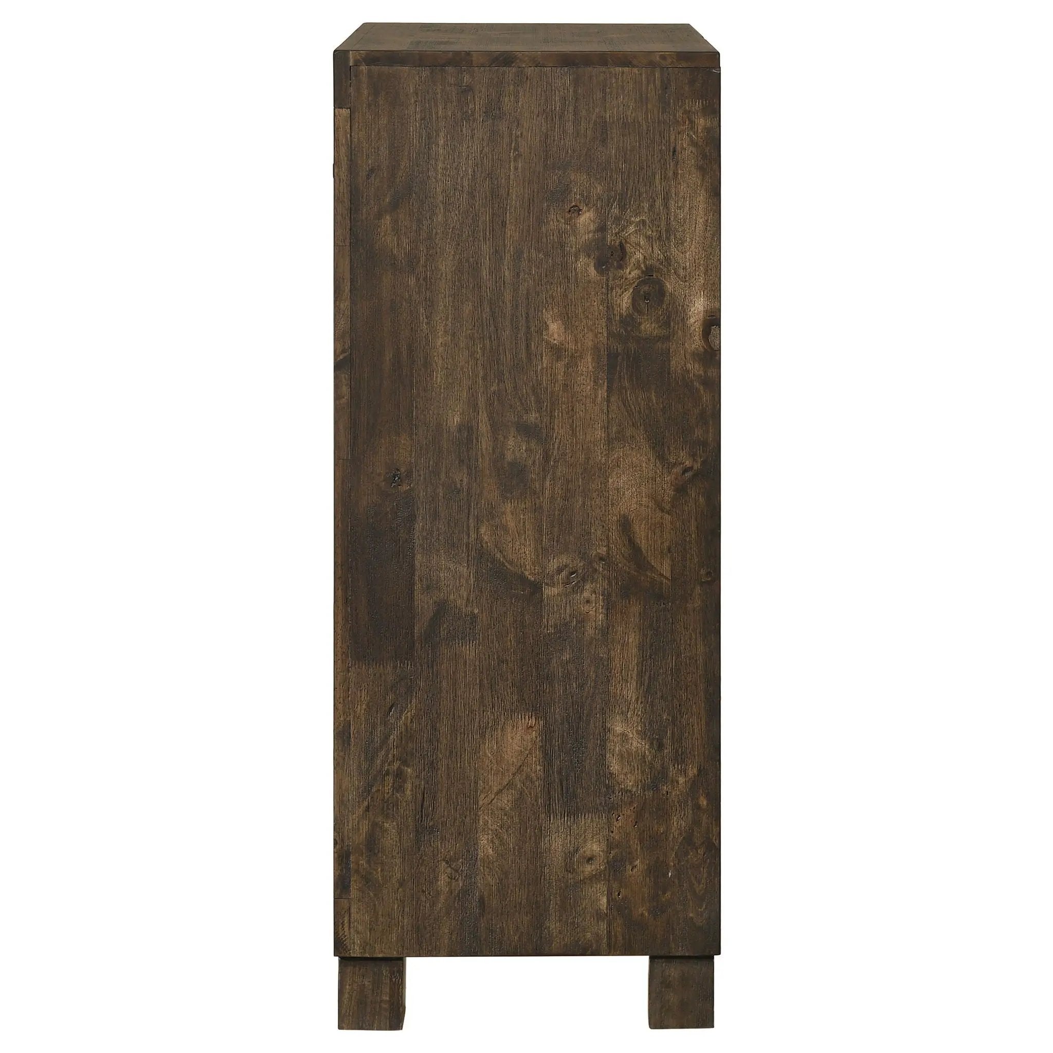 Bren - 5 Drawer Chest With Handles And Block Legs - Rustic