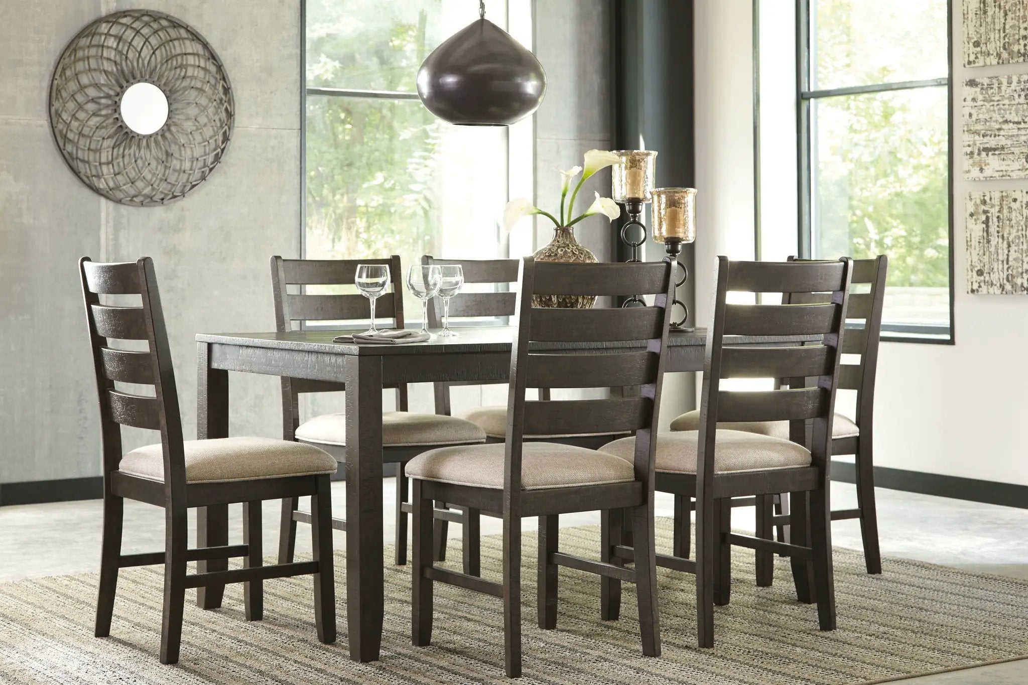 Rokane - Dining Room Table Set (Set of 7) - Brown by Unique Piece Furniture