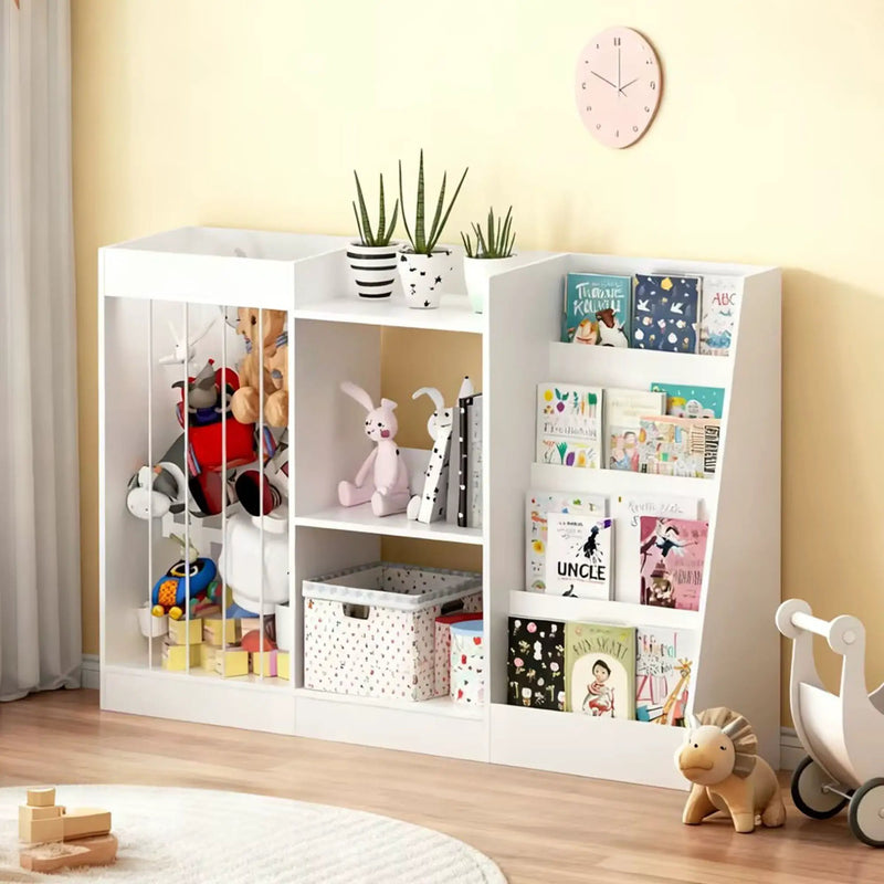 Bookshelf And Toy Storage, 3 Tier Montessori Bookcase With Stuffed Animal Organizer - White by HouseOfZazla