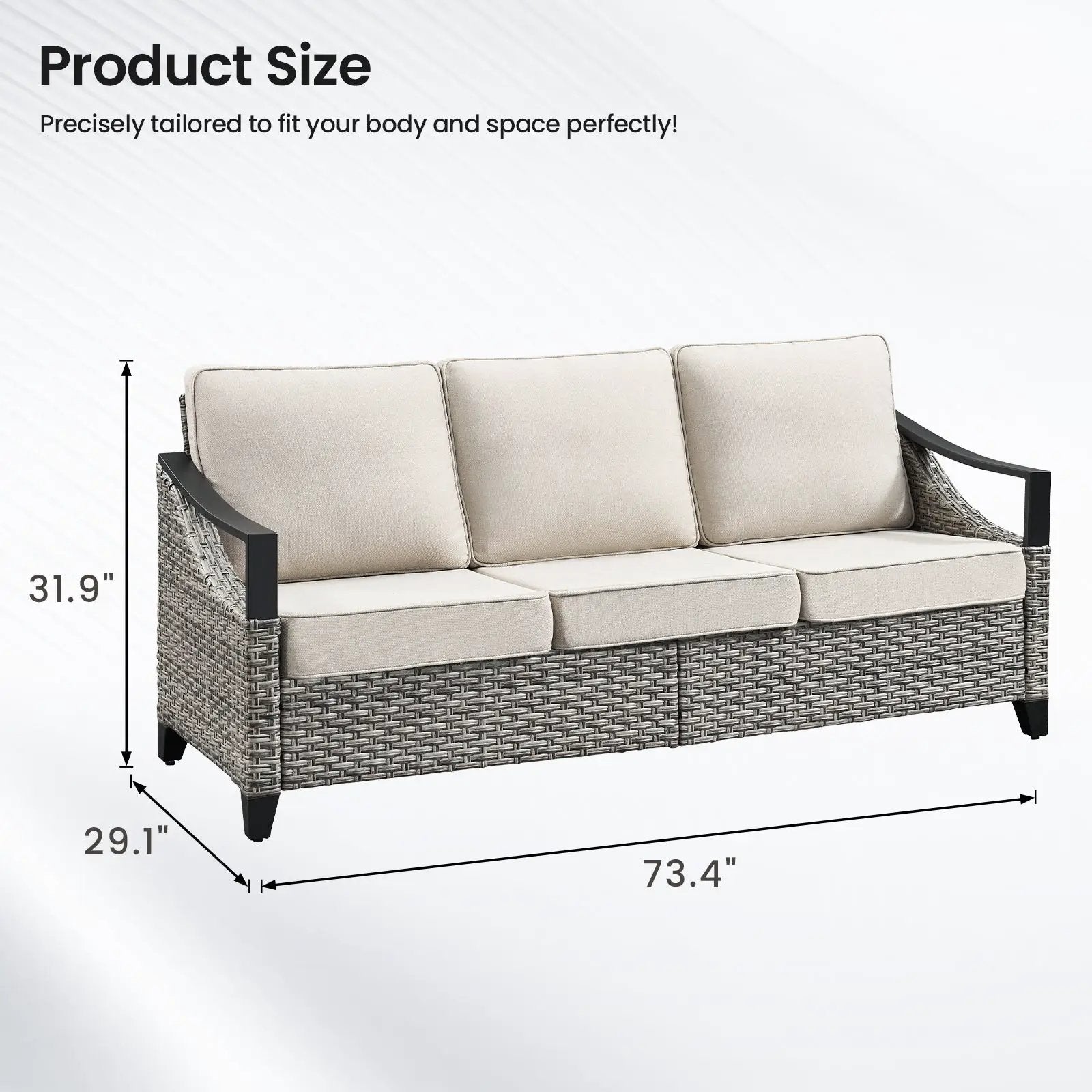 73.4" Wide Outdoor Wicker Sofa by HouseOfZazla