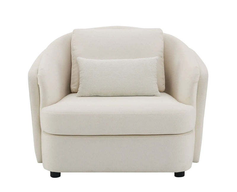 Mariko Linen Chair With 1 Toss Pillow - Beige by HouseOfZazla