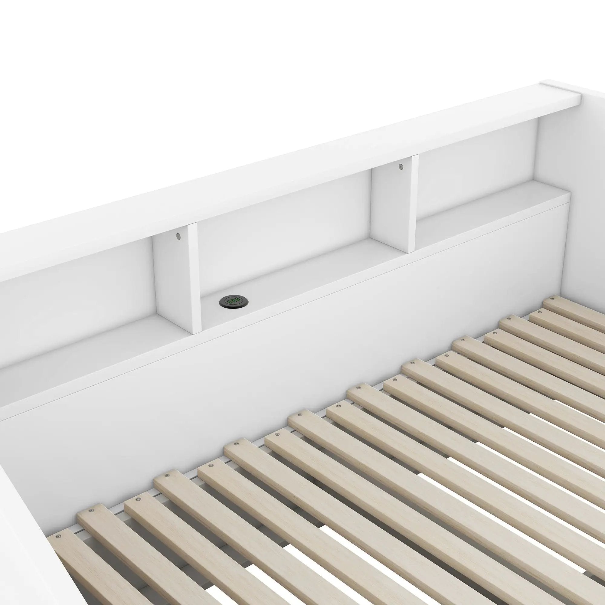 Daybed Frame With Storage Bookcases, 2 Drawers, Charging Station by Unique Piece Furniture