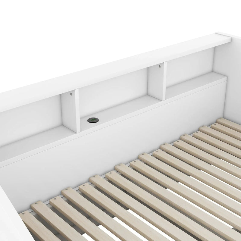 Daybed Frame With Storage Bookcases, 2 Drawers, Charging Station by Unique Piece Furniture