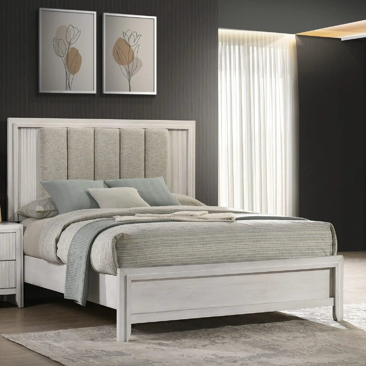Plush Upholstered Headboard Framed Bed by HouseOfZazla