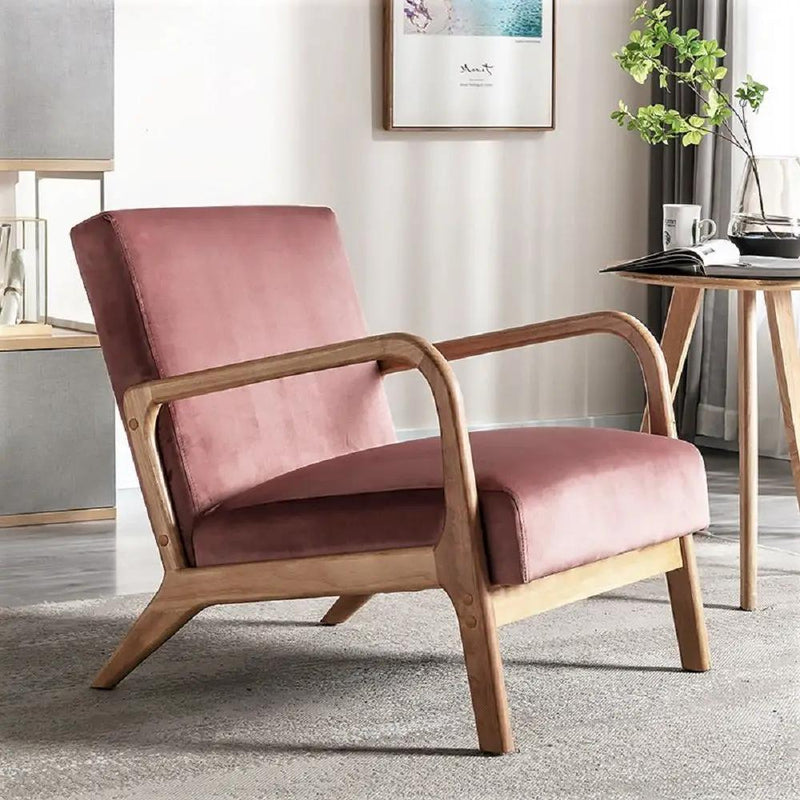 Classic Mid-Century Modern Accent Chairs, Open Framed Armchair With Cushioning by Unique Piece Furniture