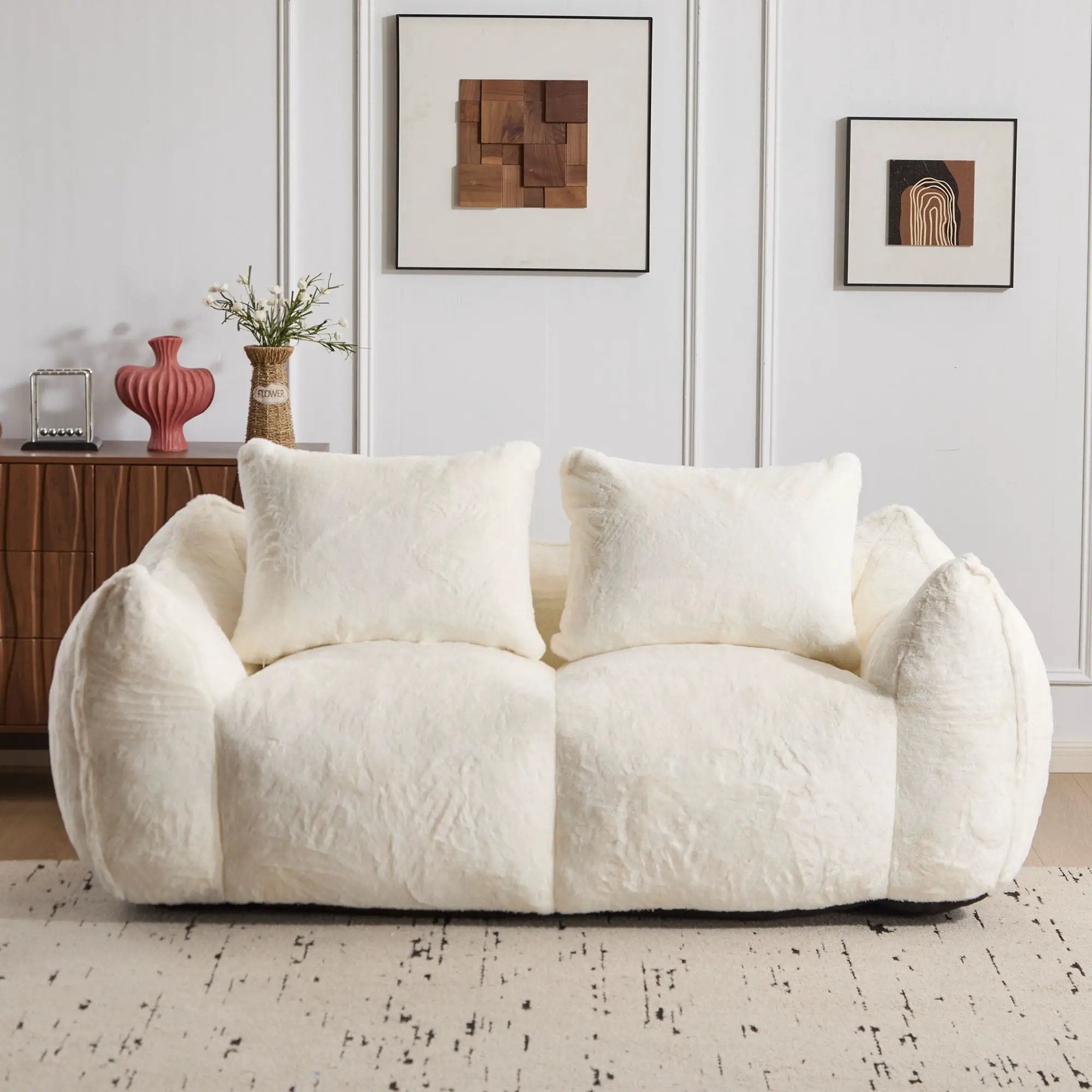 Giant Bean Bag Couch, Ultra Soft Fluffy Loveseat For Living Room by Unique Piece Furniture