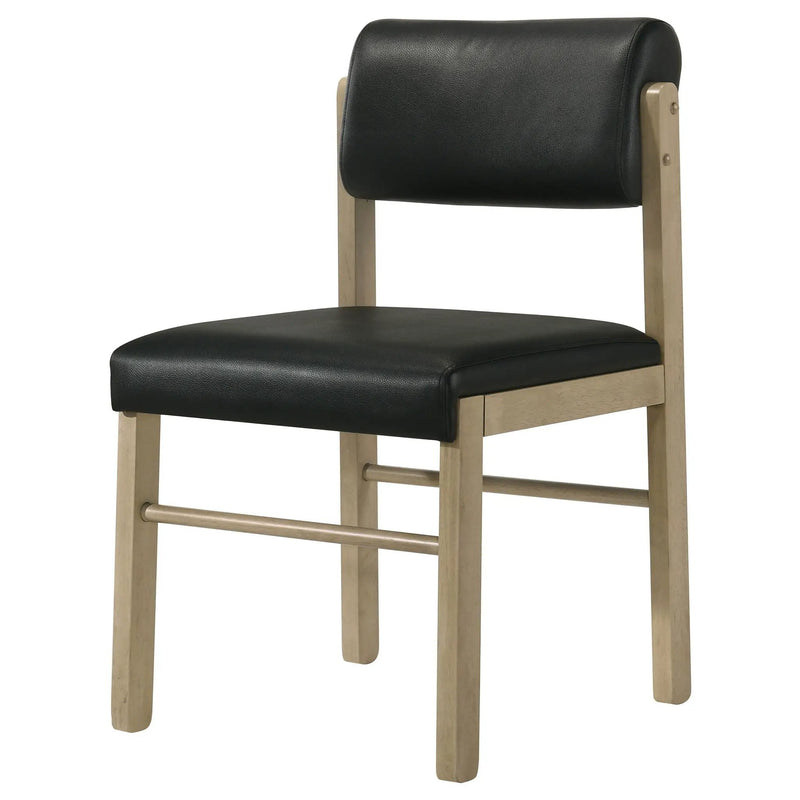 Kehoe Upholstered Dining Side Chair Black and Natural Oak (Set of 2) by Unique Piece Furniture