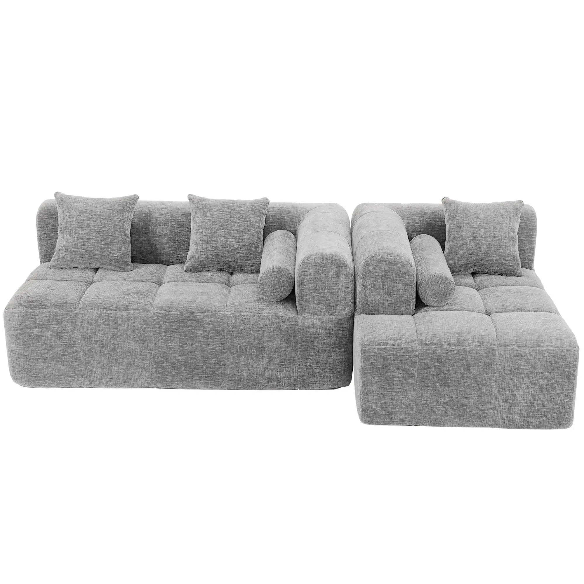 Sectional Free Combined Sofa With 2 Side Pockets by HouseOfZazla