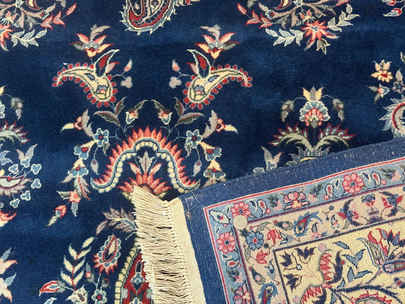 Sino Persian Kerman Rug 10x14, Blue and Beige, Floral Medallion, Fine 240 KPSI by Jewel Rugs