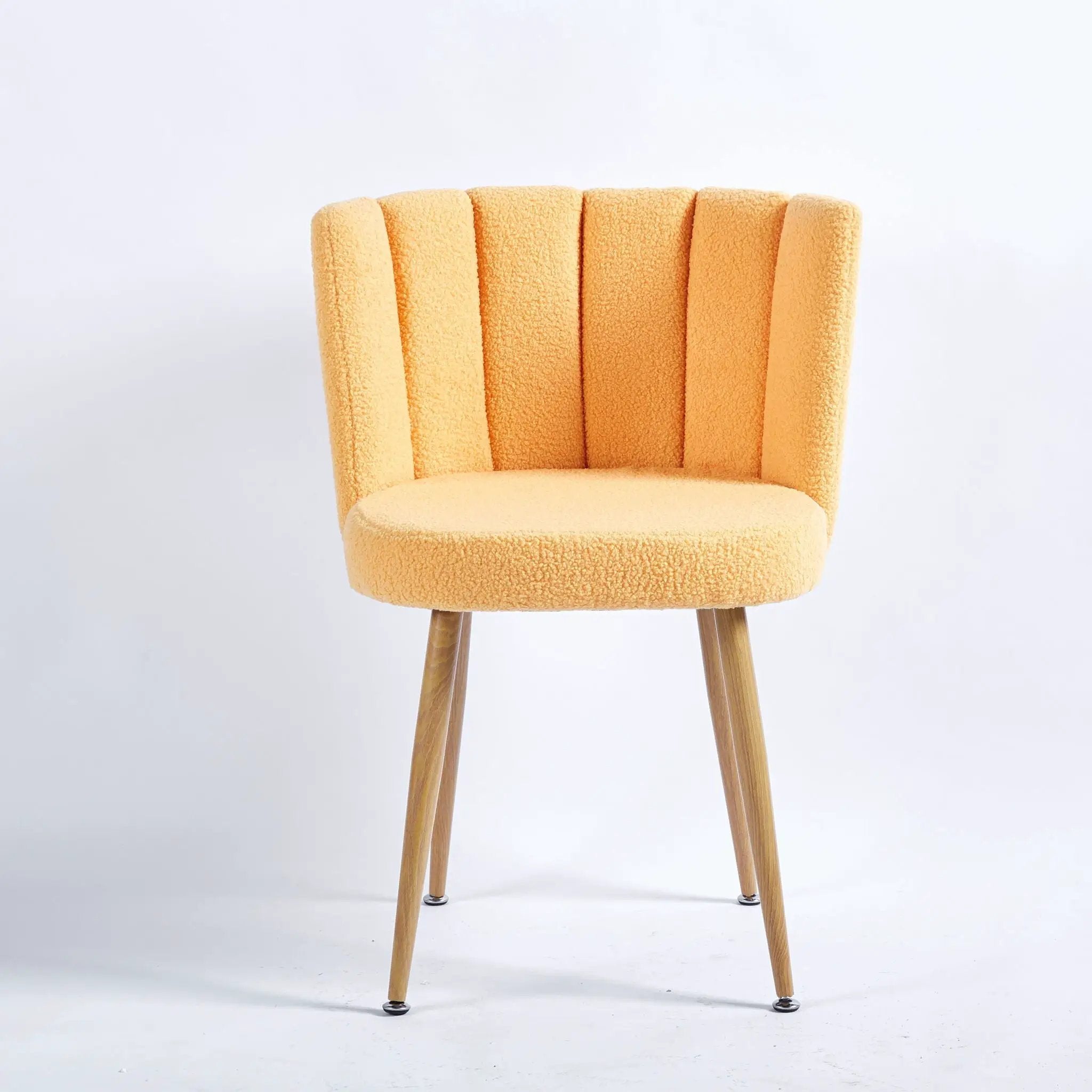 Modern Dining Chair (Set of 2) With Iron Tube Wood Color Legs, Shorthair Cushions And Comfortable Backrest, Suitable For Dining Room, Living Room, Cafe, Simple Structure by Unique Piece Furniture