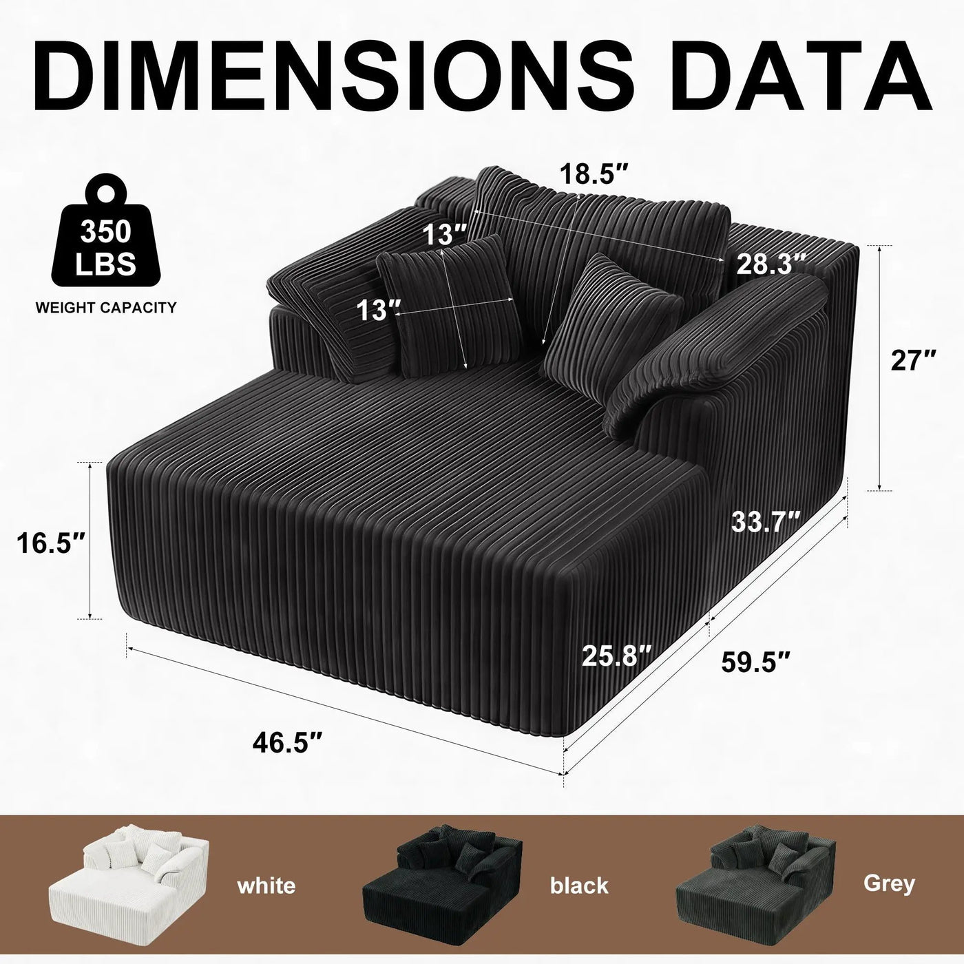 Chaise Lounge Chair, Deep Seat Sleeper Couch For Living Room by HouseOfZazla