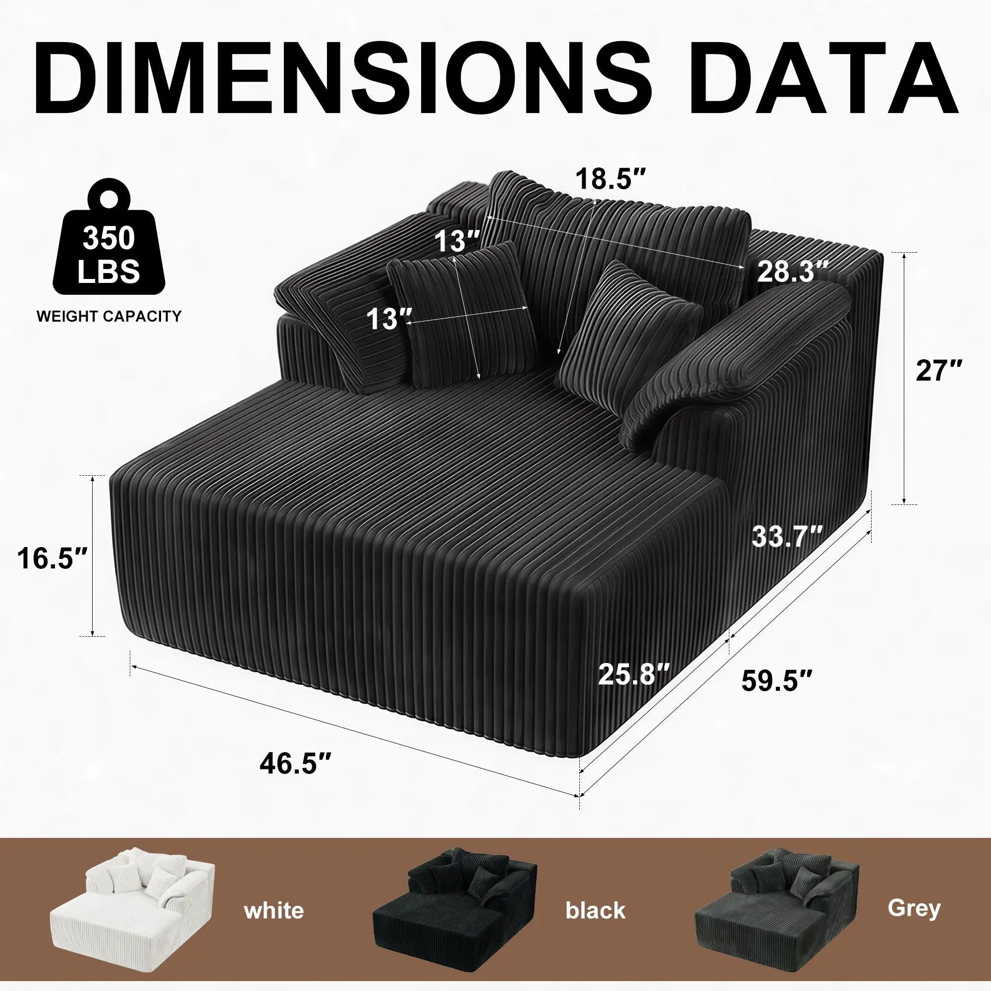 Chaise Lounge Chair, Deep Seat Sleeper Couch For Living Room by HouseOfZazla