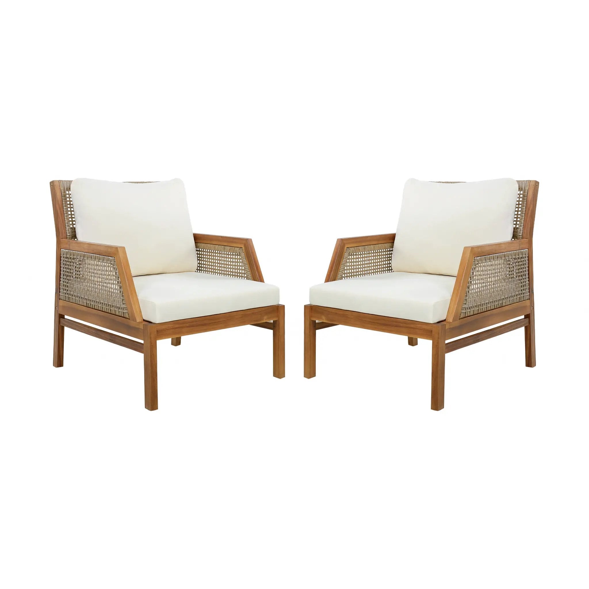 2 Piece Acacia Wood Patio Furniture Club Chair Set by HouseOfZazla