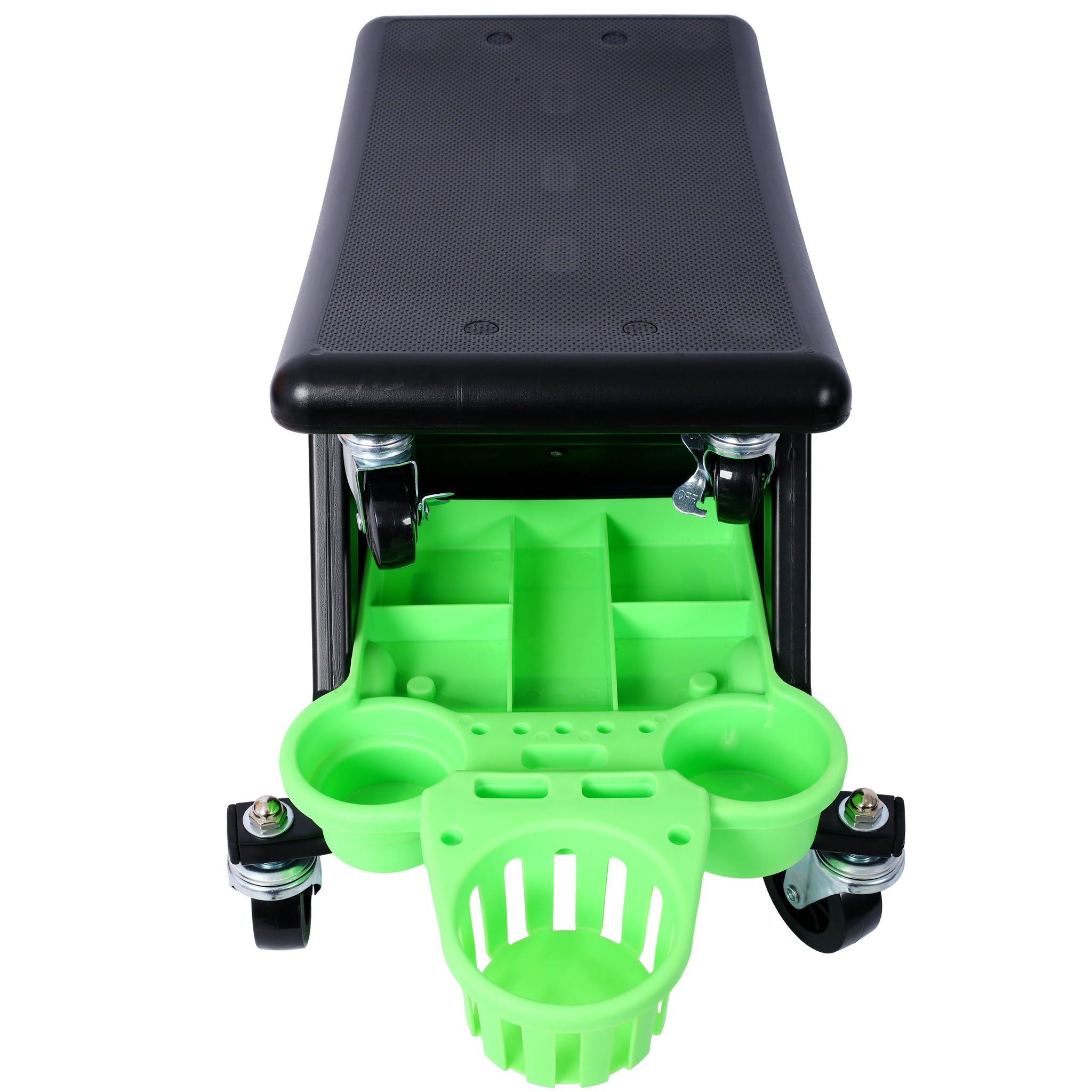 Rolling Detailing Creeper Seat With Wheels, Removable Tool Trays, 300 Lbs Capacity - Green by HouseOfZazla