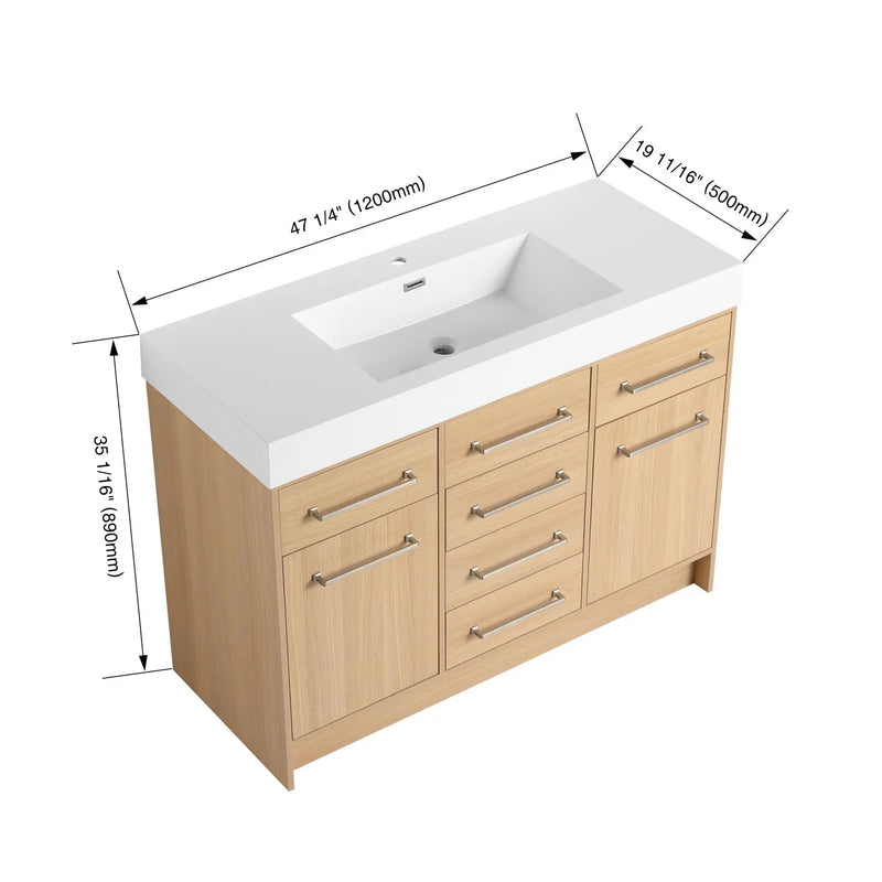 Freestanding Bathroom Vanity With Resin Sink, Soft-Closing Doors And Drawers by Unique Piece Furniture