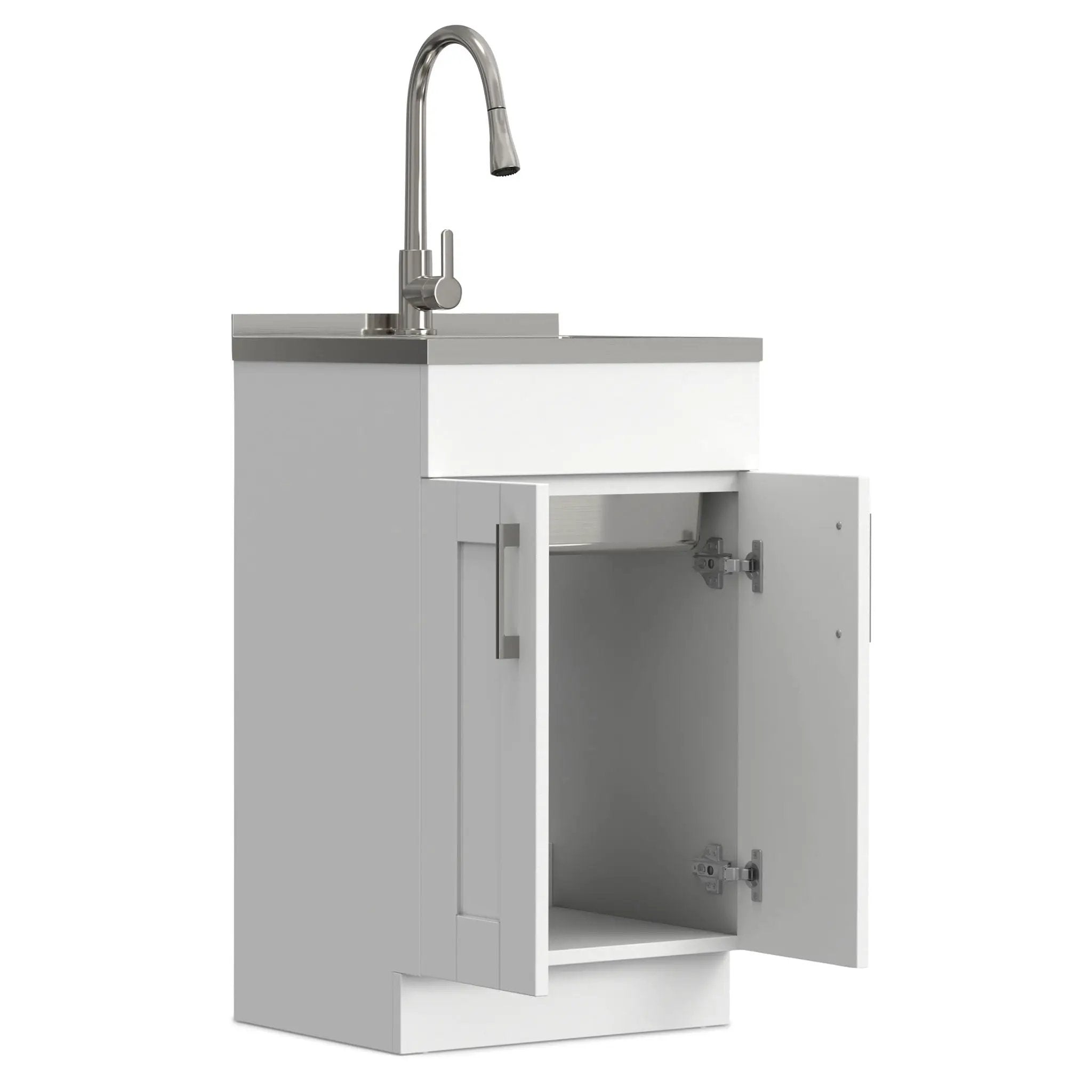 Modern Shaker All-In-One Laundry Utility Sink And Cabinet with Pull Out Faucet by HouseOfZazla