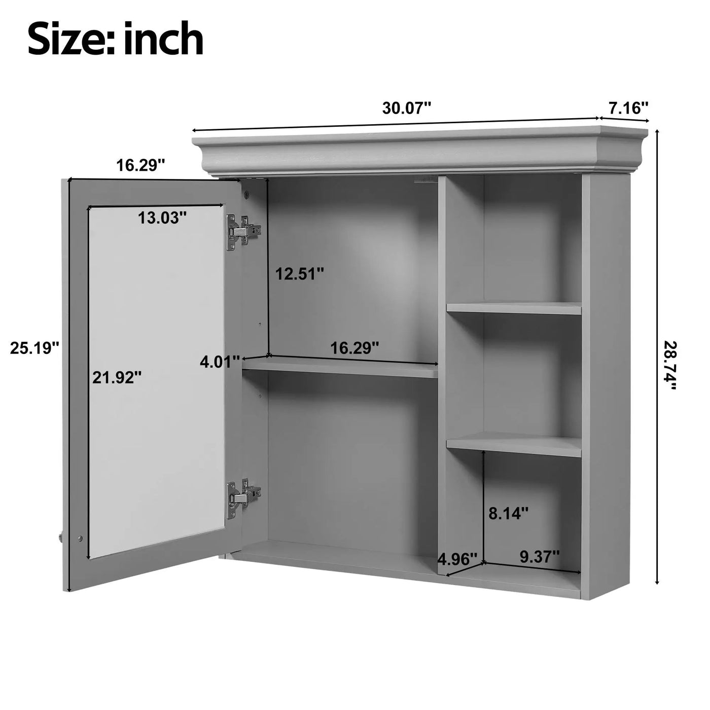 Wall Mounted Bathroom Medicine Cabinet with Mirror and Adjustable Storage by HouseOfZazla