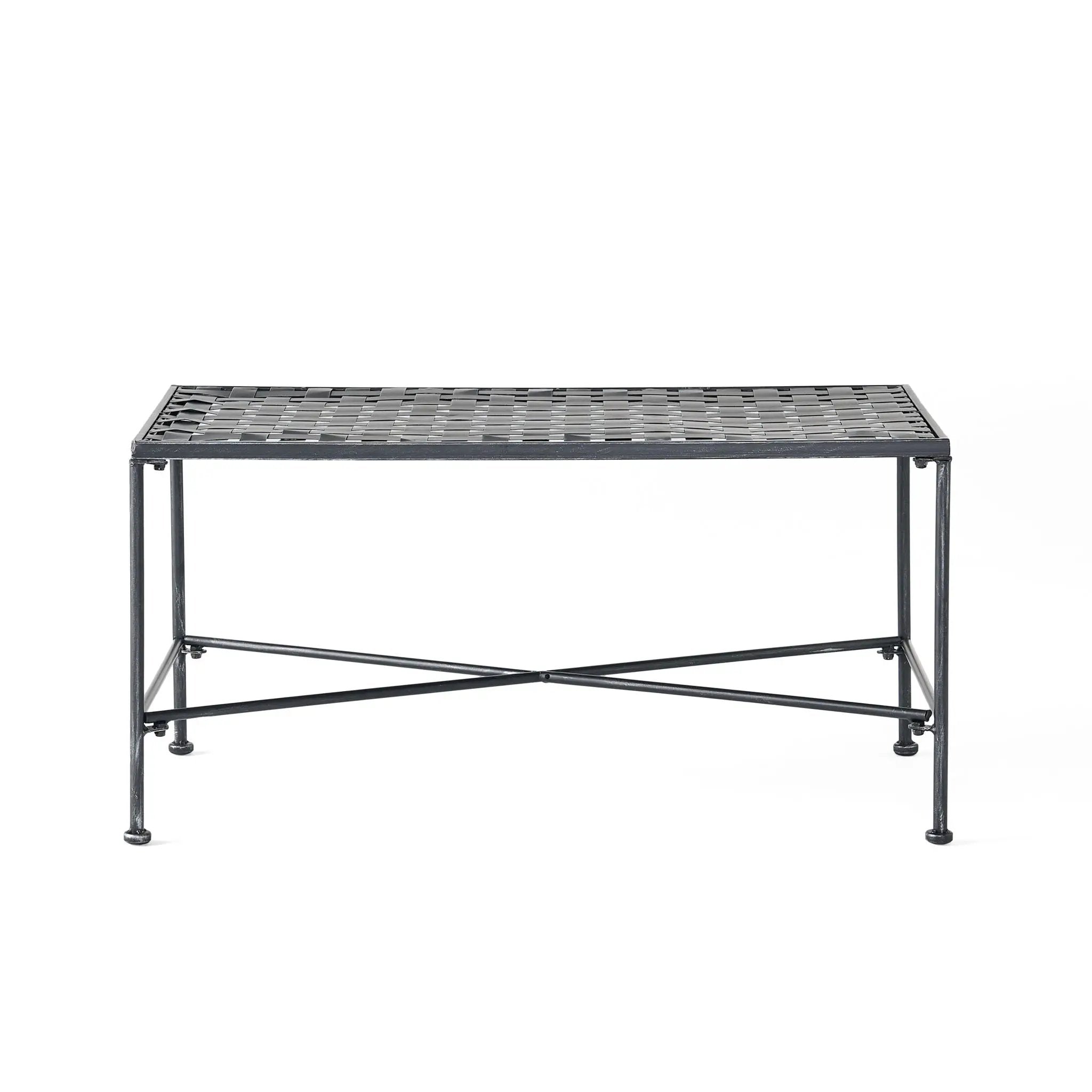 Luna Outdoor Iron Coffee Table - Black Brush Silver by HouseOfZazla