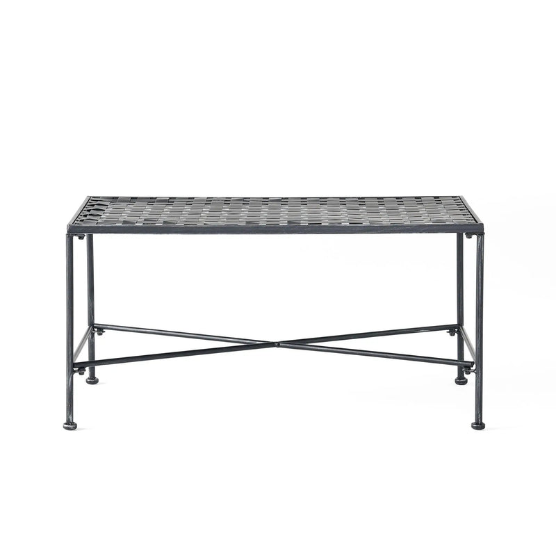 Luna Outdoor Iron Coffee Table - Black Brush Silver by HouseOfZazla