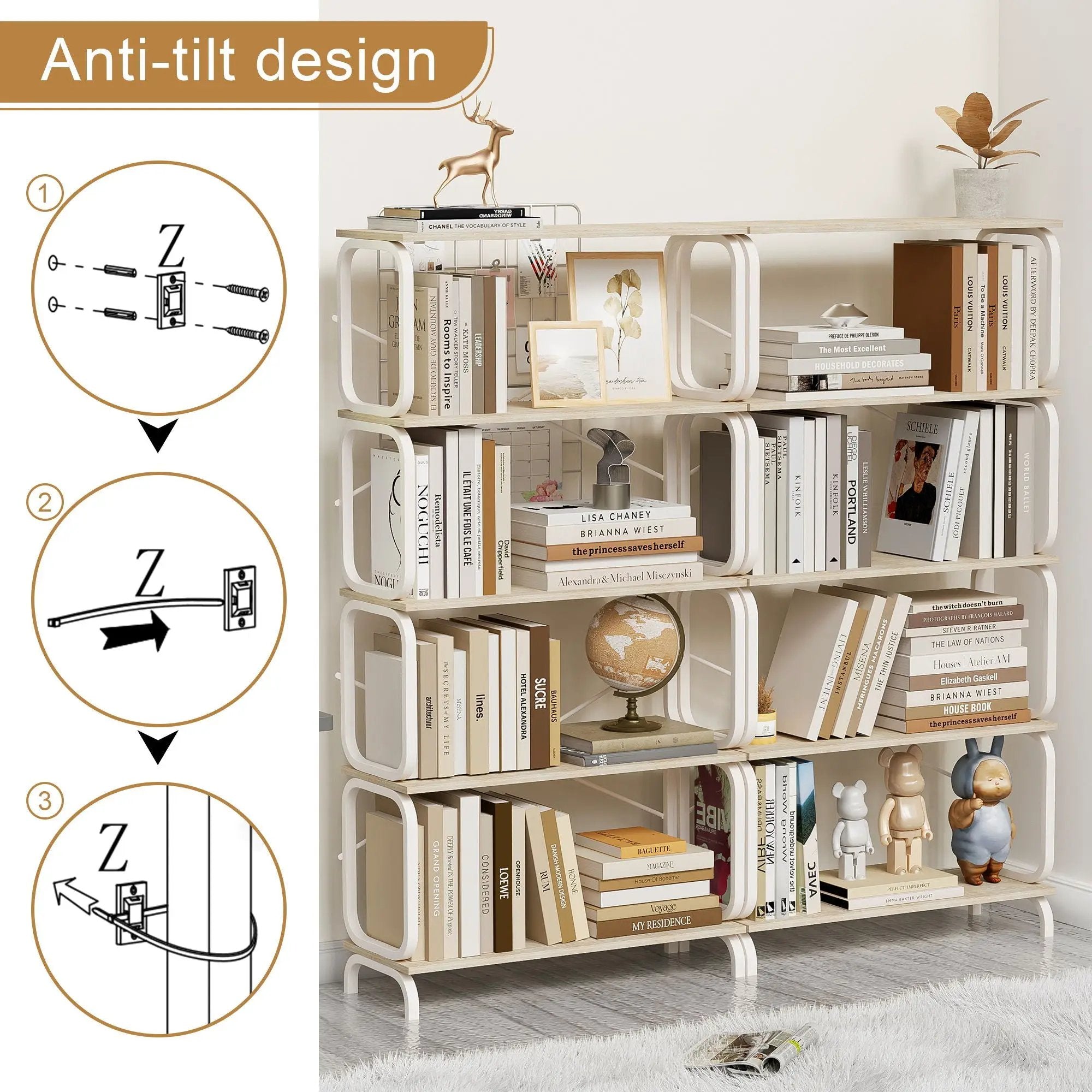 5 Tier Industrial Bookshelf, Tall Bookcase With Open Design, Vintage Storage Organizer by HouseOfZazla
