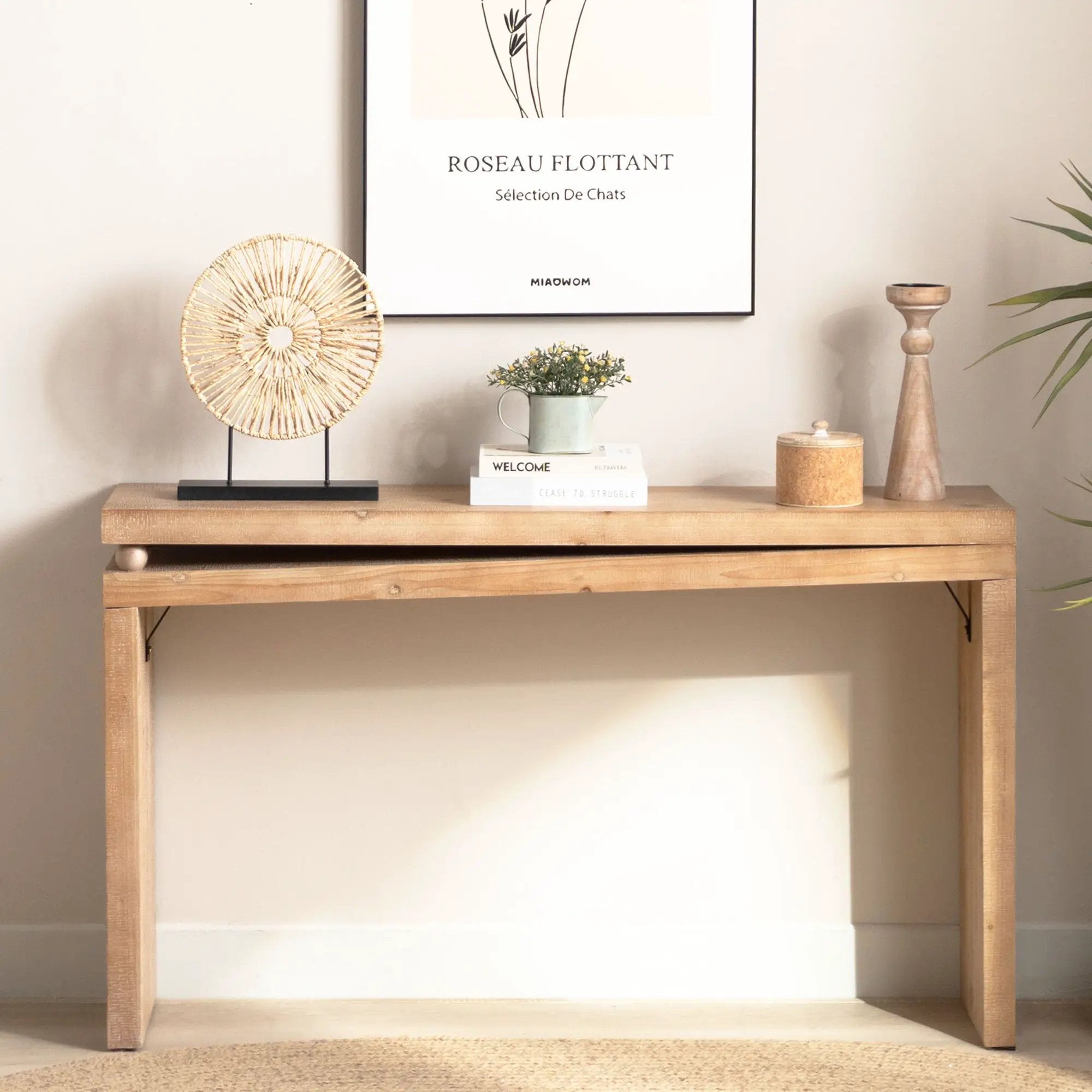 Slim Console Table, Narrow Entryway Table With Bead Detail - Light Natural / Natural by Unique Piece Furniture