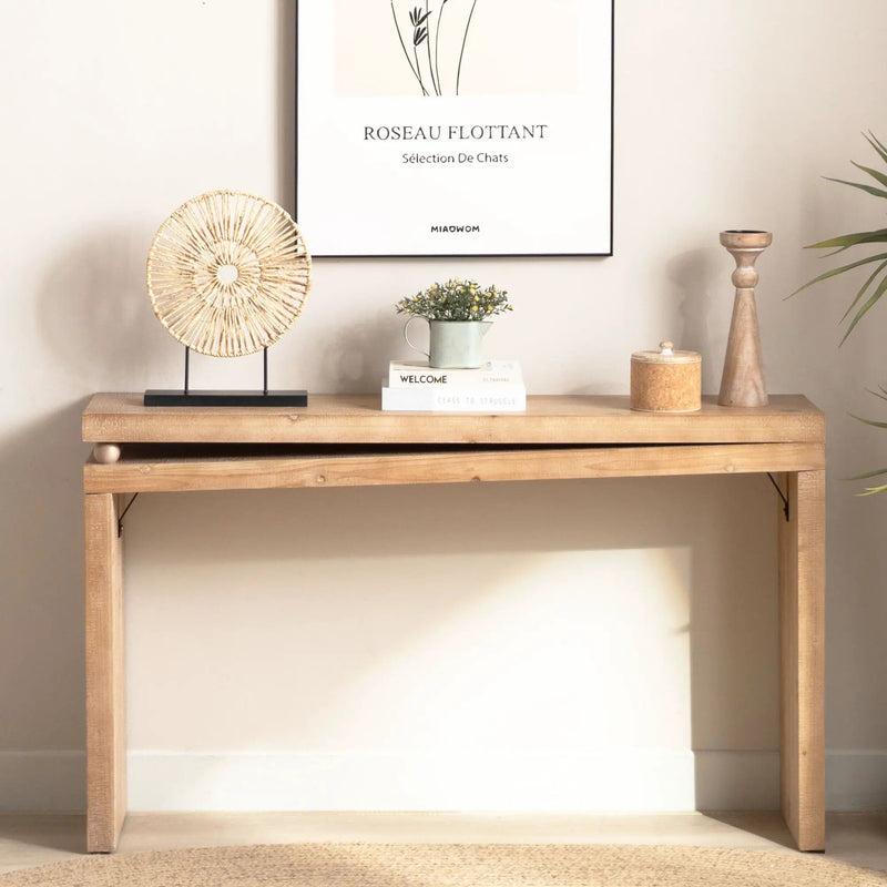 Slim Console Table, Narrow Entryway Table With Bead Detail - Light Natural / Natural by Unique Piece Furniture