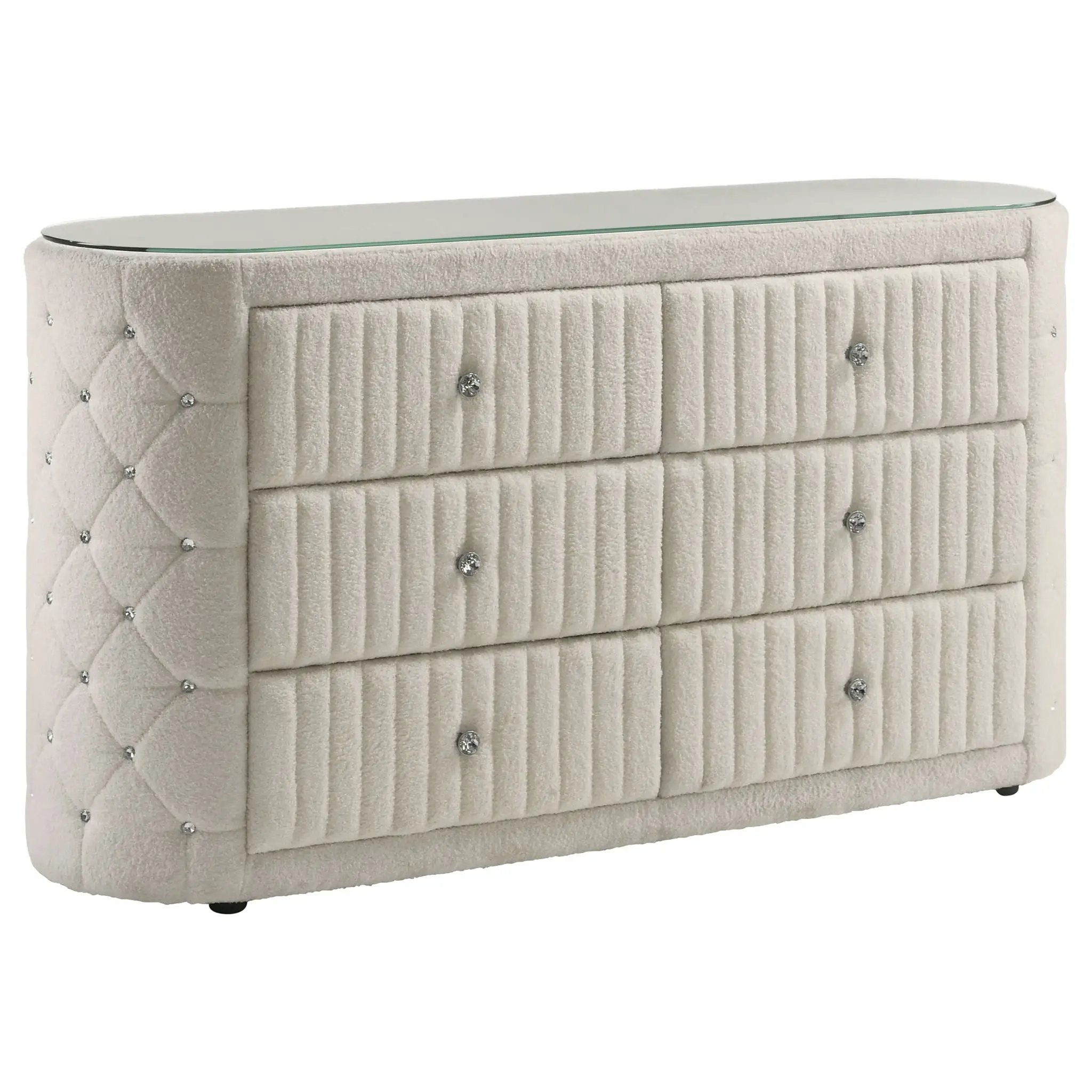 Sonya 4-piece Upholstered Eastern King Bedroom Set Ivory by Unique Piece Furniture