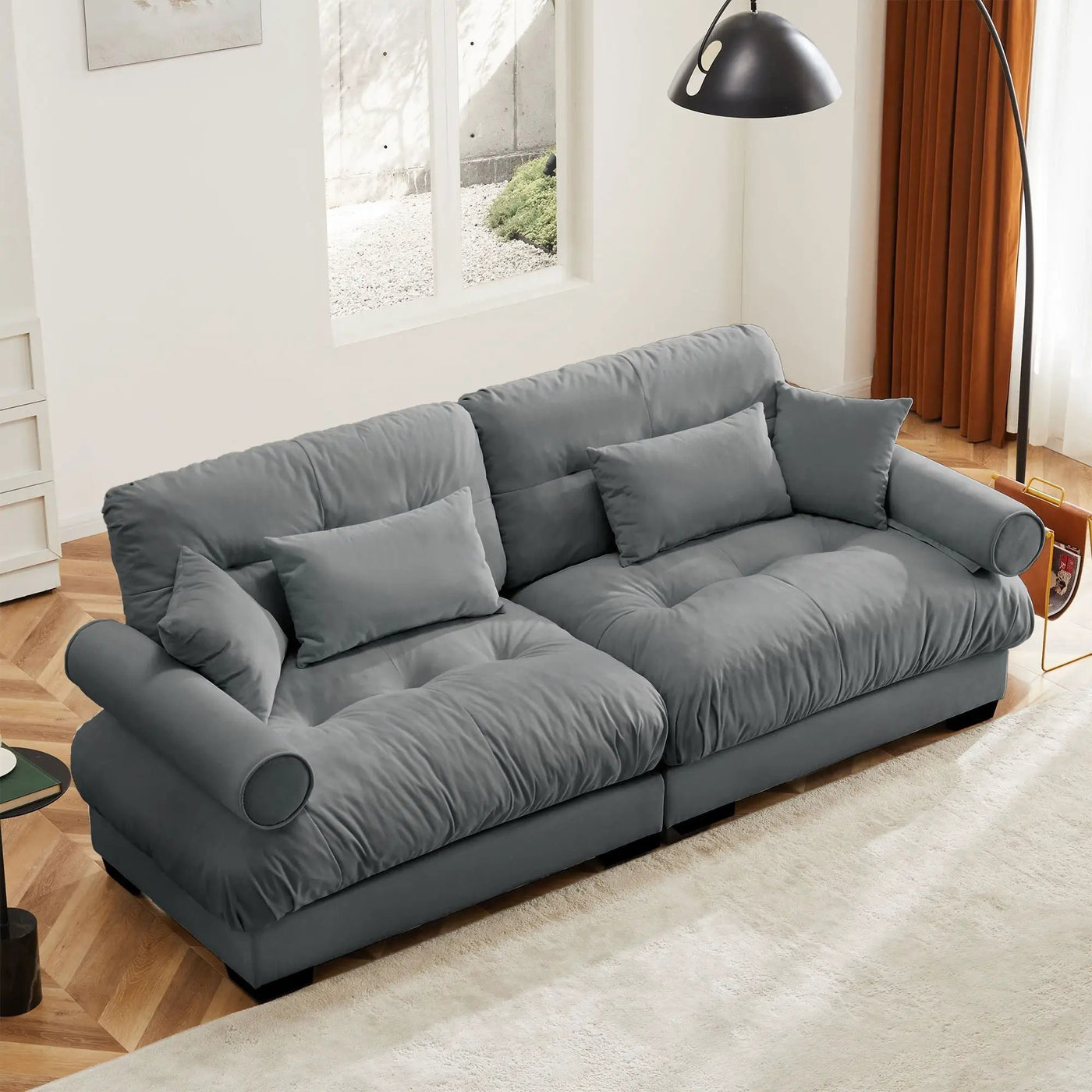 Modern Oversize Sofa With Cloud Like Comfort, Featuring Waist And Throw Pillows by HouseOfZazla