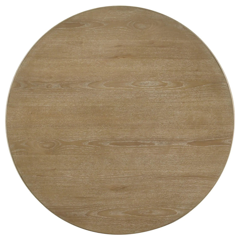 Adina 36-inch Round Wood Coffee Table Distressed Light Brown by Unique Piece Furniture